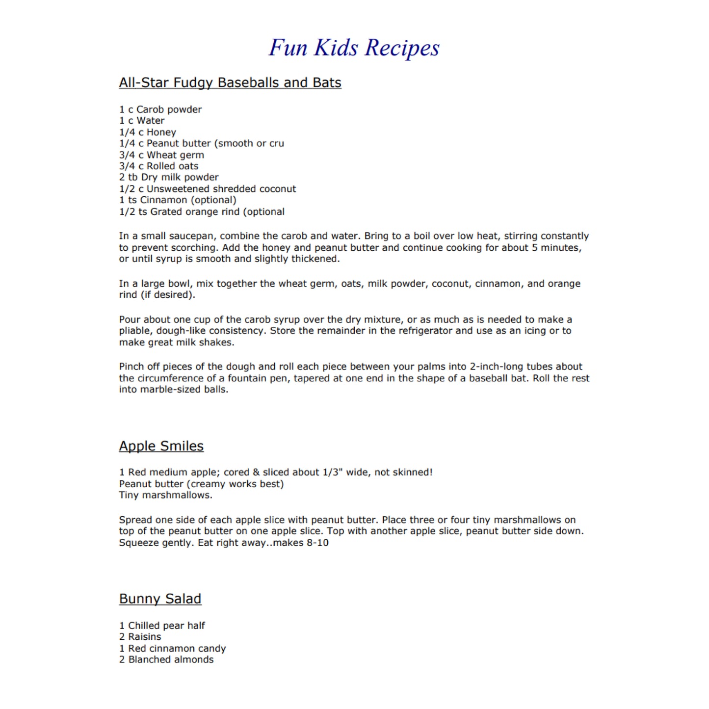 Fun Kids Recipes