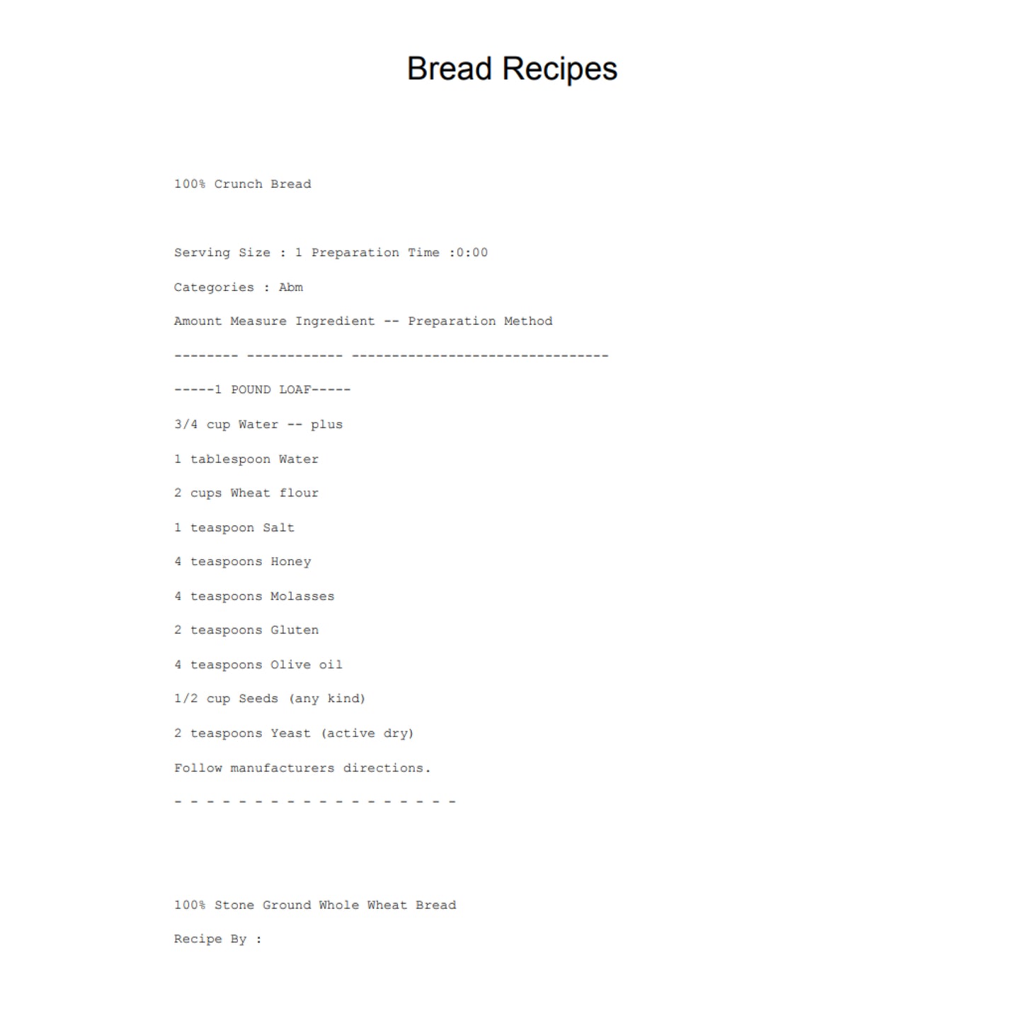 Bread Recipes