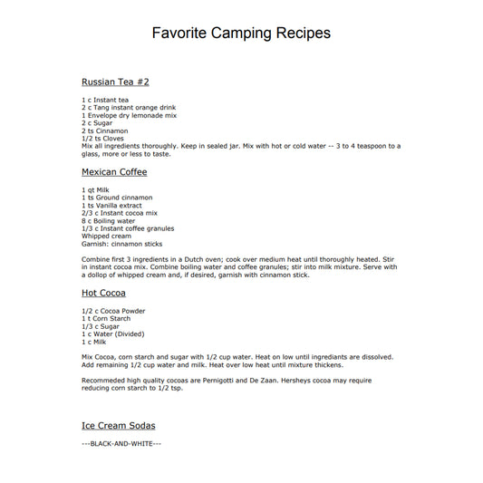 Favorite Camping Recipes