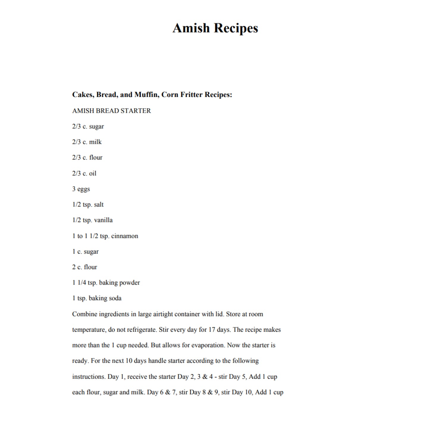 Amish Recipes