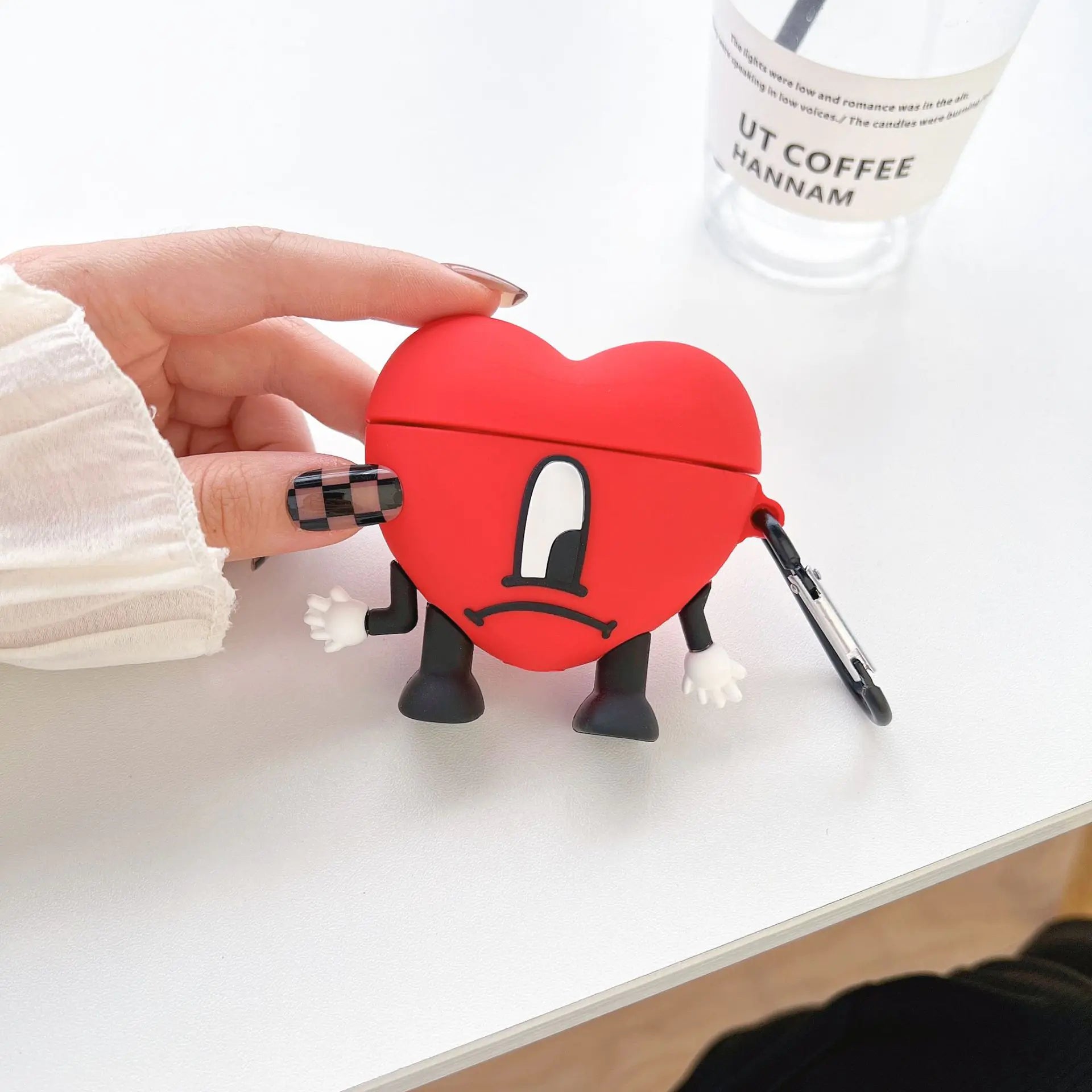 3D Red Bad Bunny Heart Earphone Case